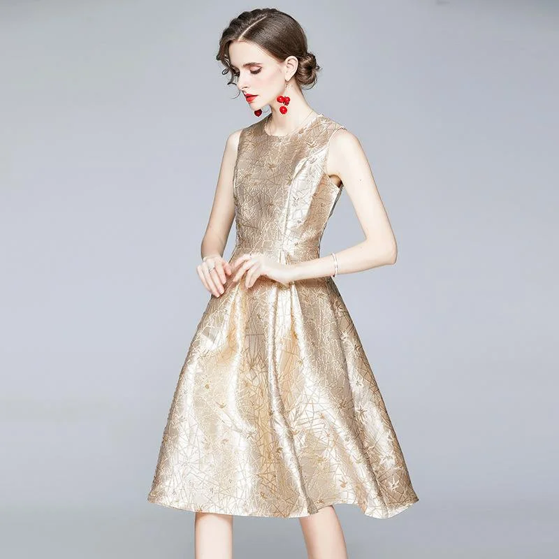 Women's jacquard embroidered vest dress