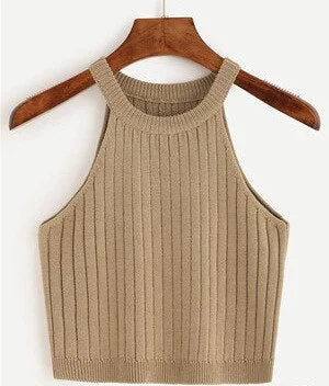 Knitted Women Tops Sleeveless Sweater Crop Tops Female Fashion Tank Top Underwear Lingerie Streetwear mujer Tee Camisole Woman