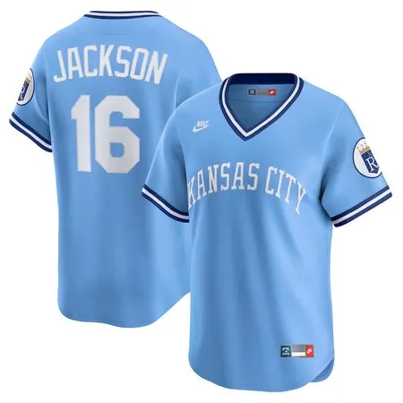 Men's Kansas City Royals #16 Bo Jackson  Light Blue Throwback Cooperstown Collection Limited Jersey