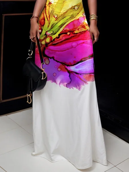Floral Print Sleeveless Maxi Dress