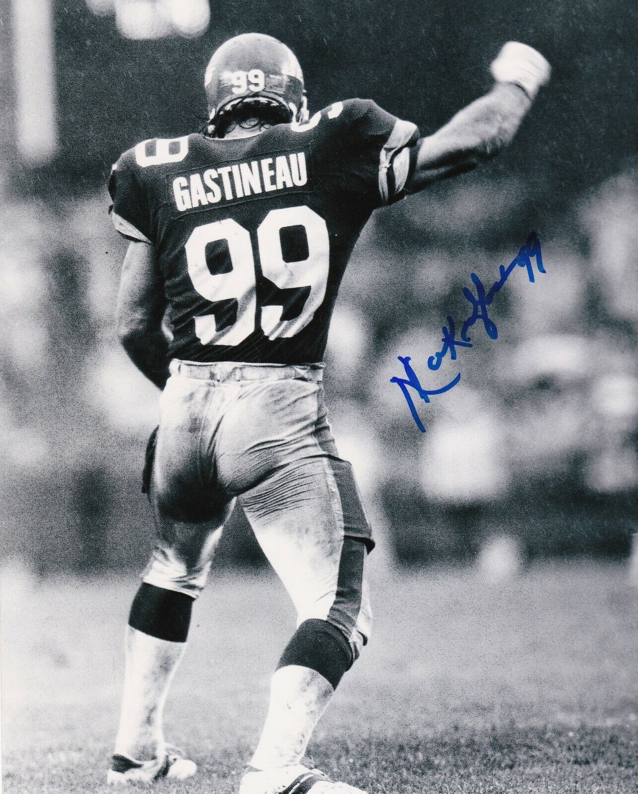 MARK GASTINEAU NEW YORK JETS ACTION SIGNED 8x10