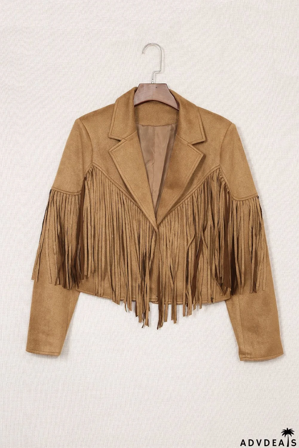 Cropped Fringe Faux Suede Jacket