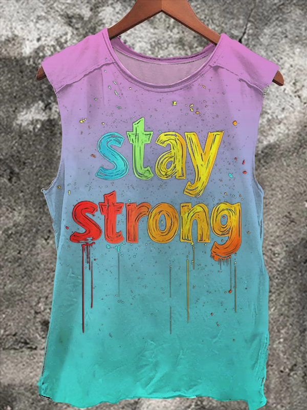 Men's Stay Strong Gradient Art Print Tank Top