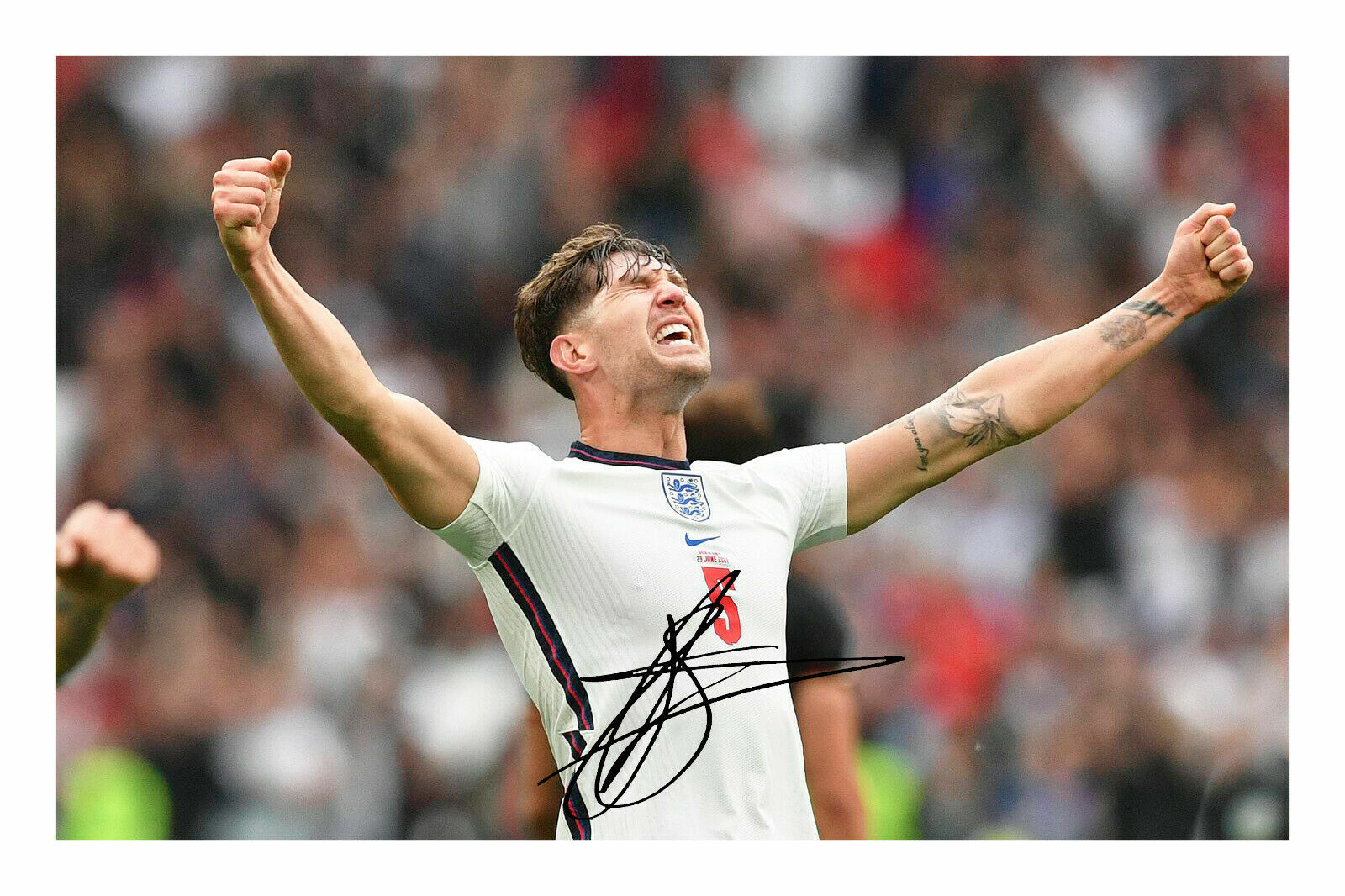 John Stones - England Euro 2020 2021 Autograph Signed Photo Poster painting Print