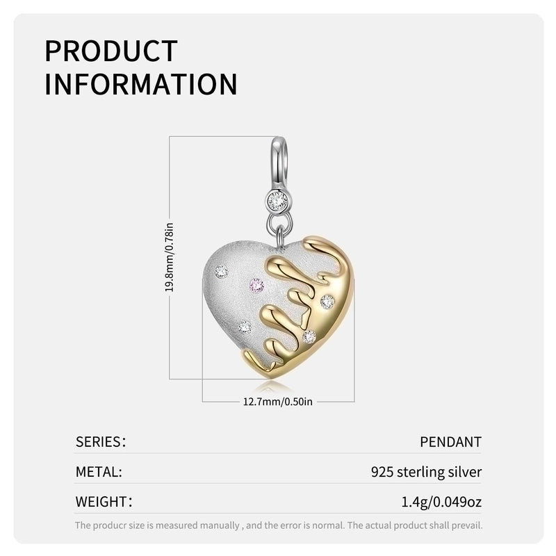 925 Sterling Silver Zircon Inlay Heart Shape Pendant Necklace