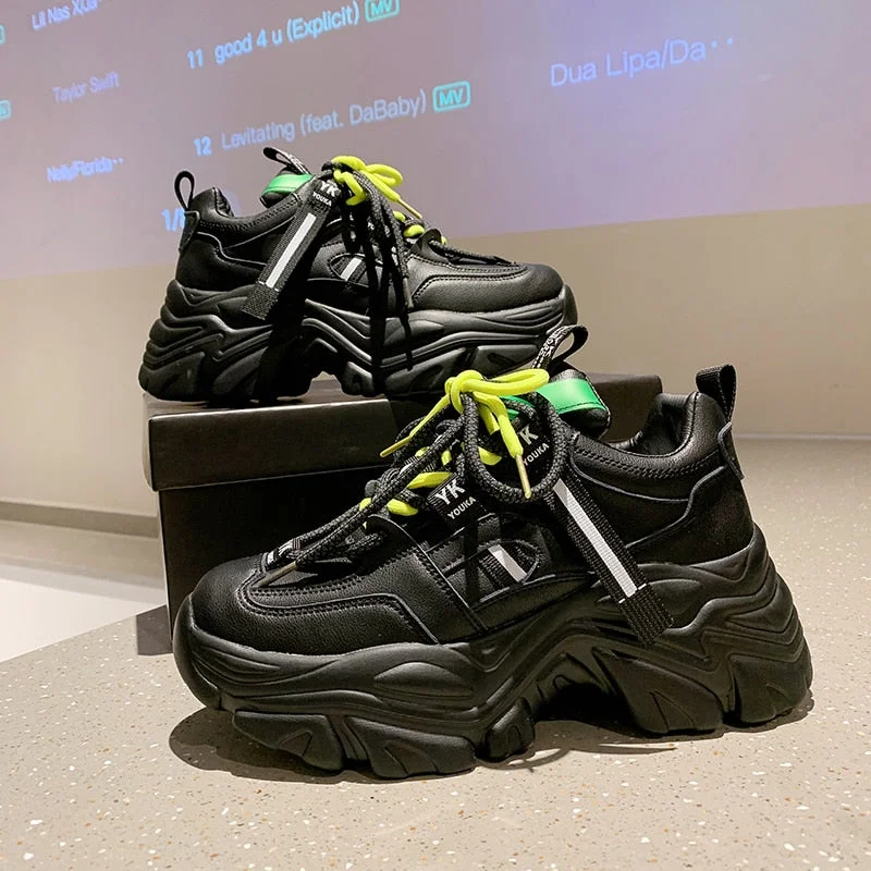 Chunky Sneakers Women 2022 Height Increasing Women's Sneakers Fashion Brand Design Thick Sole Casual Shoes Ladies Trainers