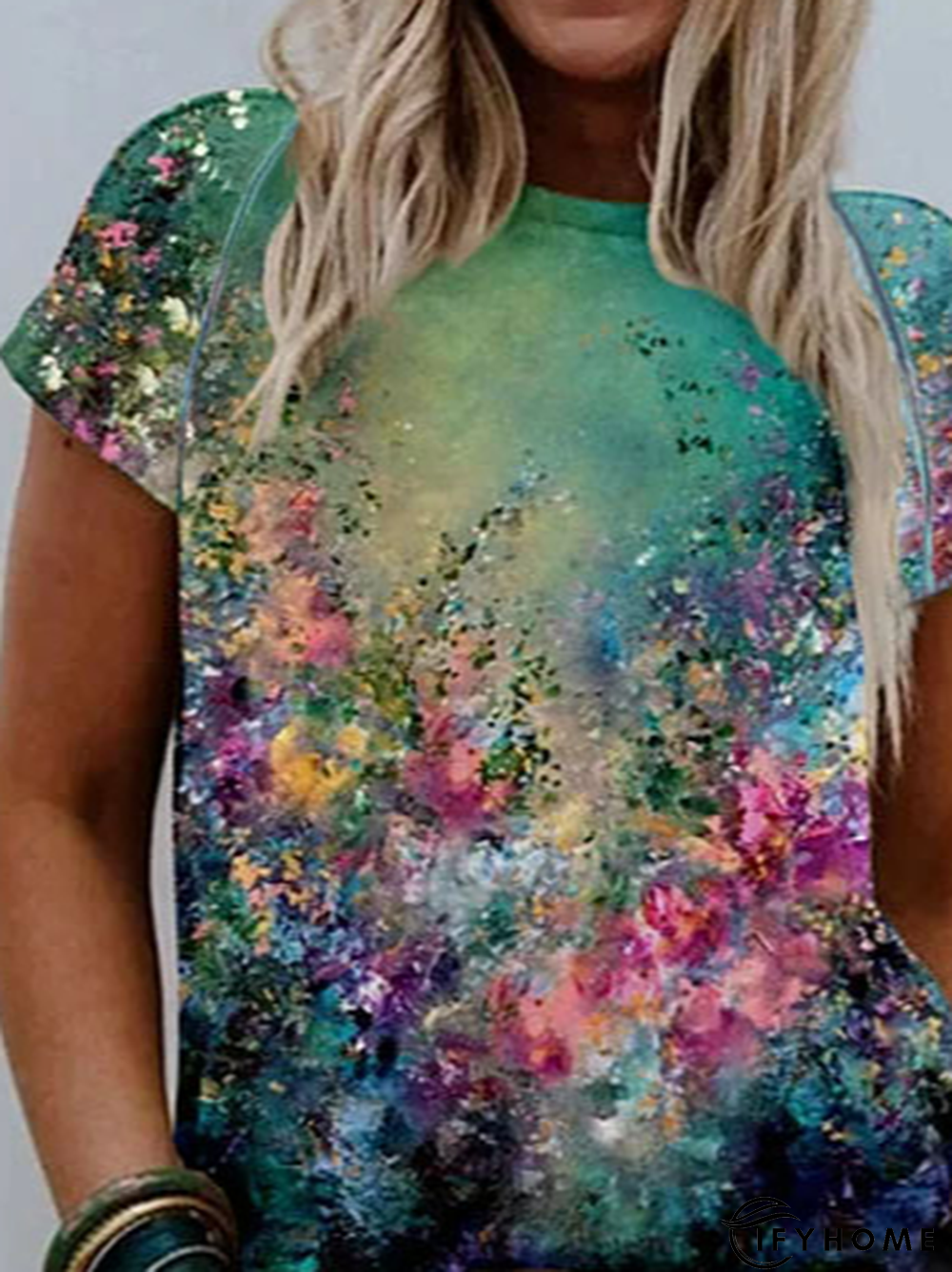 Women Floral Casual Cotton Blends T-shirt | IFYHOME