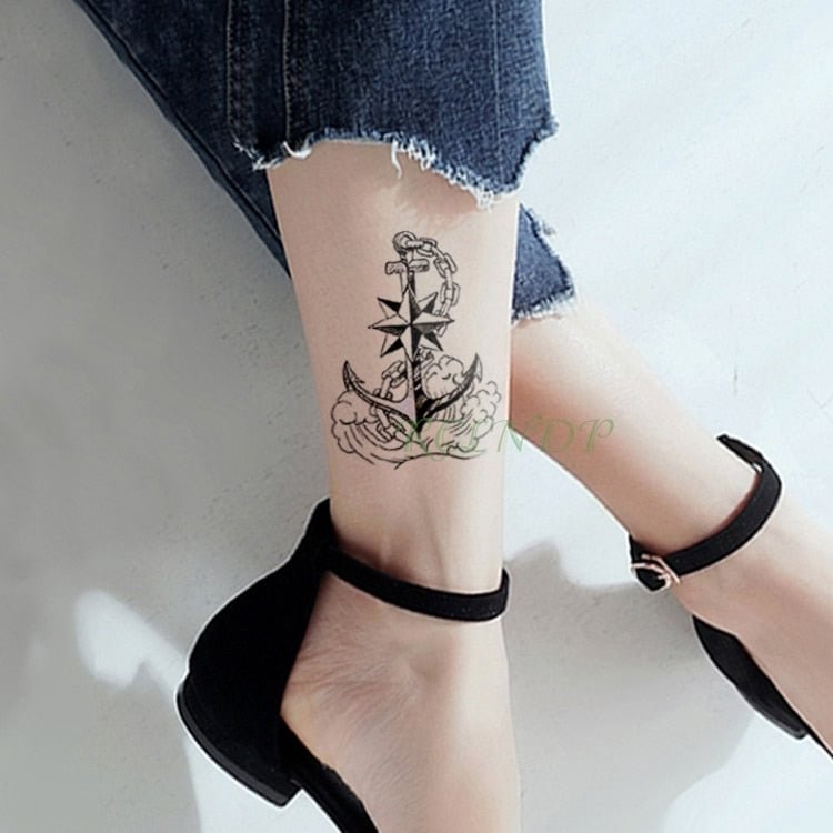 Waterproof Temporary Tattoo Sticker Marine Pirate Anchor Fake Tatto Flash Tatoo Tatouage Wrist Foot Hand Arm For Girl Women Men