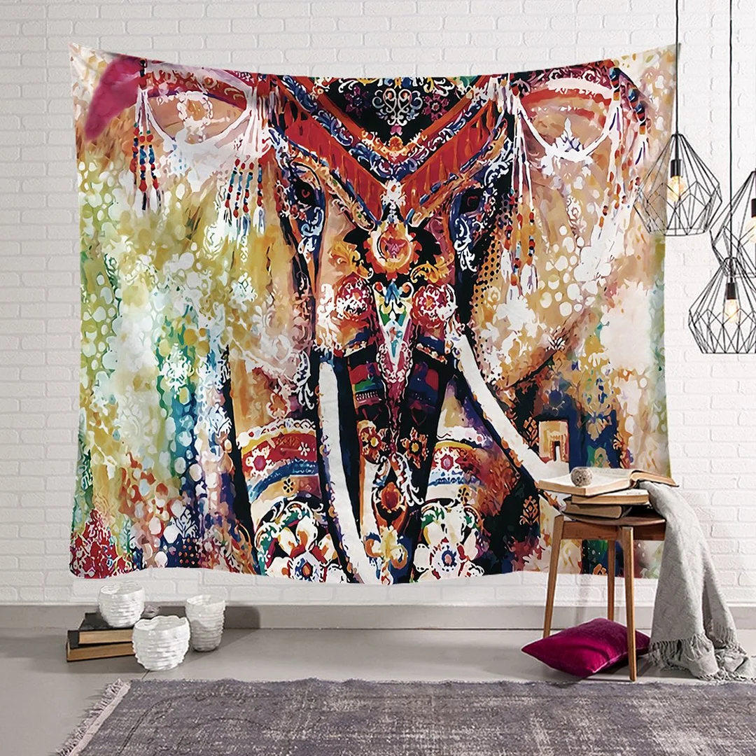 Bohemian Mandala Elephant Tapestry Wall Hanging Sandy Beach Picnic Throw Rug Blanket Camping Tent Travel Sleeping Pad Bedspread