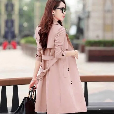 FTLZZ Plus Size 3XL Women Trench Coat Spring Autumn Double Breasted Windbreaker Outerwear Female Casual Trench Long Coat