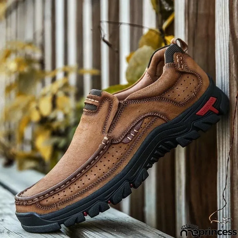 Men's Breathable Genuine Leather Handmade Walking Shoes