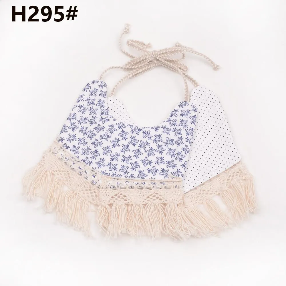 2020 Brand New Infant Baby Girl Boy Bib Kid Toddler Dinner Feeding Tassel Double-deck 100% Cotton Linen Burp Cloths Saliva towel