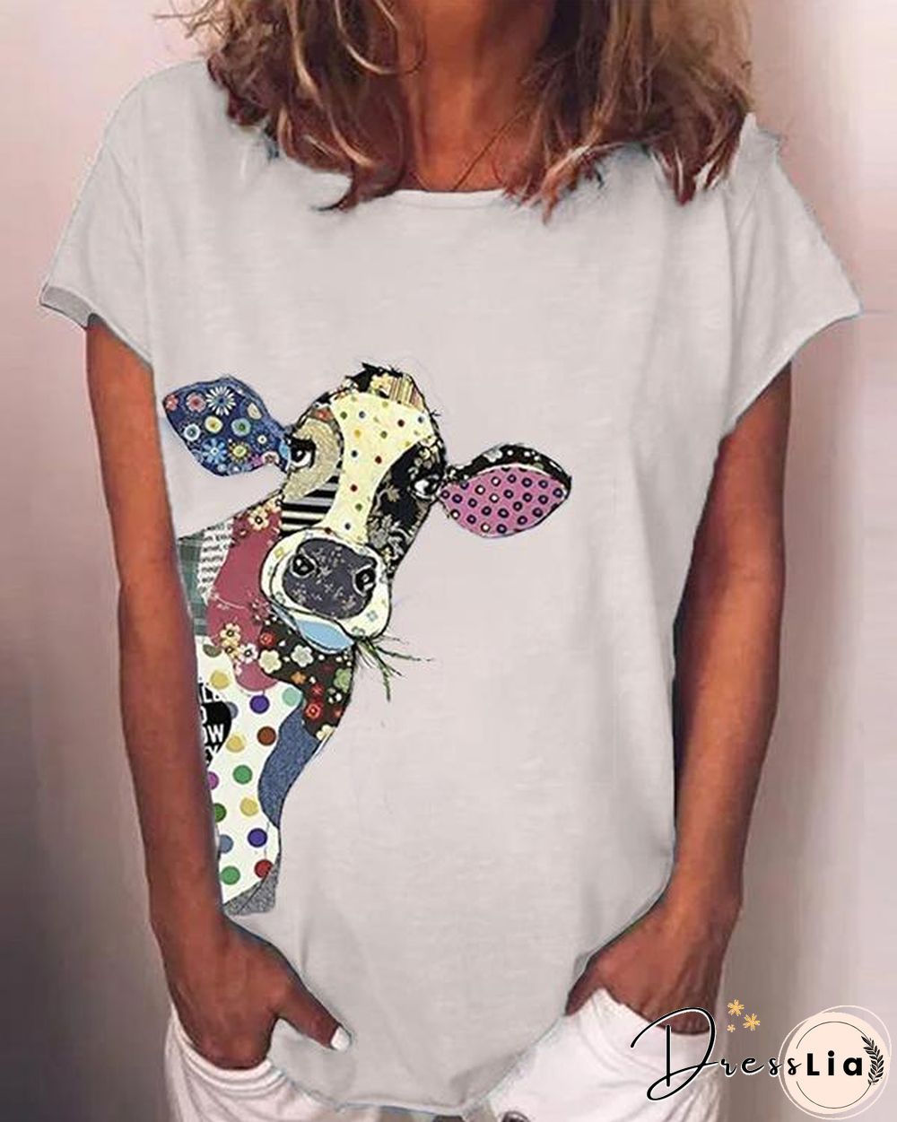 Plus Size Animal Crew Neck Vintage Shirts