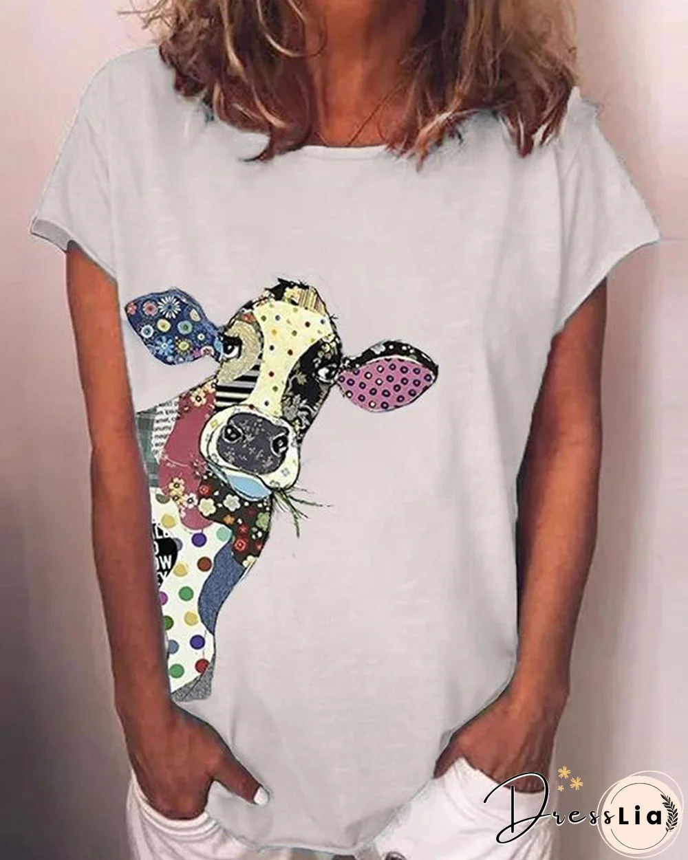 Plus Size Animal Crew Neck Vintage Shirts