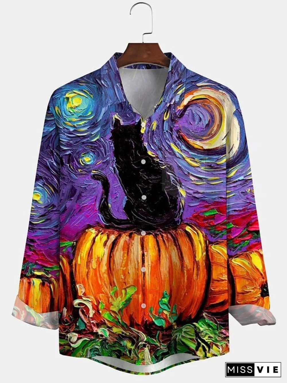 Halloween Print Men'S Long Sleeve Shirt