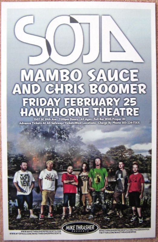 SOJA Soldiers Of Jah Army 2011 Gig POSTER Portland Oregon Concert