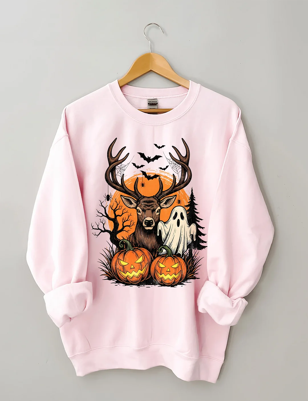 Halloween Deer Ghost and Pumpkins Sweatshirt
