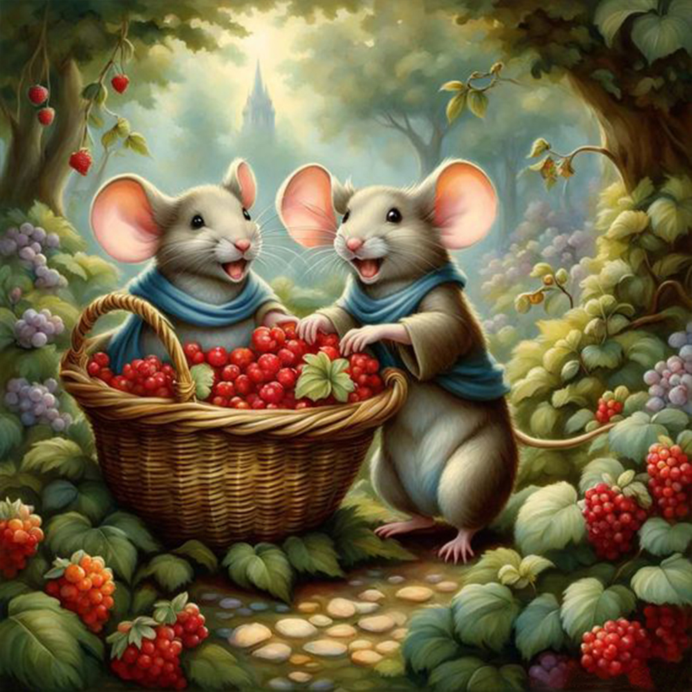 Two Mice In The Forest 30*30CM (Canvas) Full Round Drill Diamond Painting gbfke