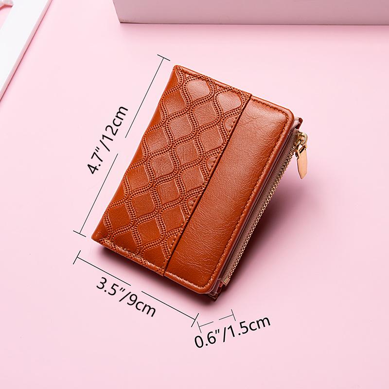 Fashion Simple Women's Small Wallet Short Zipper Folding Embossed Women's Wallet