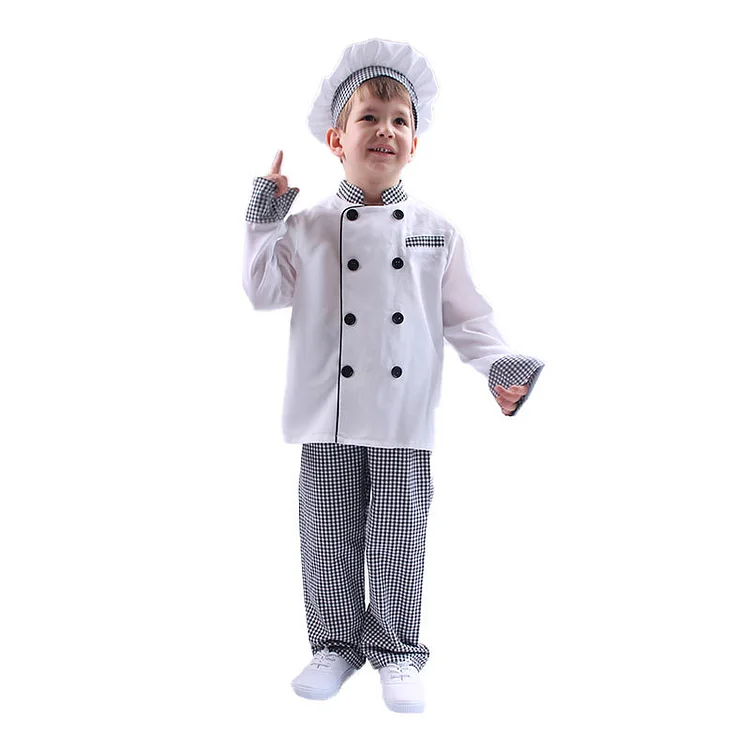 Kids Boys Funny Chef Outfits Stage Performance Foodie Cosplay Costume Halloween Carnival Suit