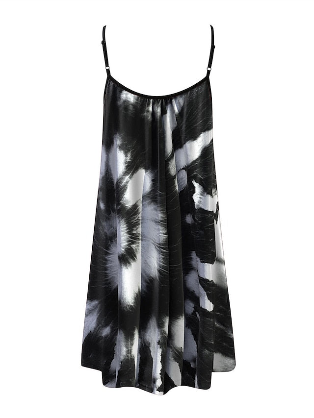 Mini Print Fashion Modern Geometric Spaghetti straps Dress Wear Womens Summer Spring