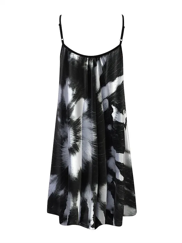 Mini Print Fashion Modern Geometric Spaghetti straps Dress Wear Womens Summer Spring