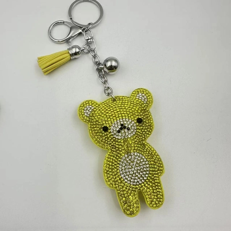 5 Pieces Cute Bear Flannel Diamond Women’s Keychain