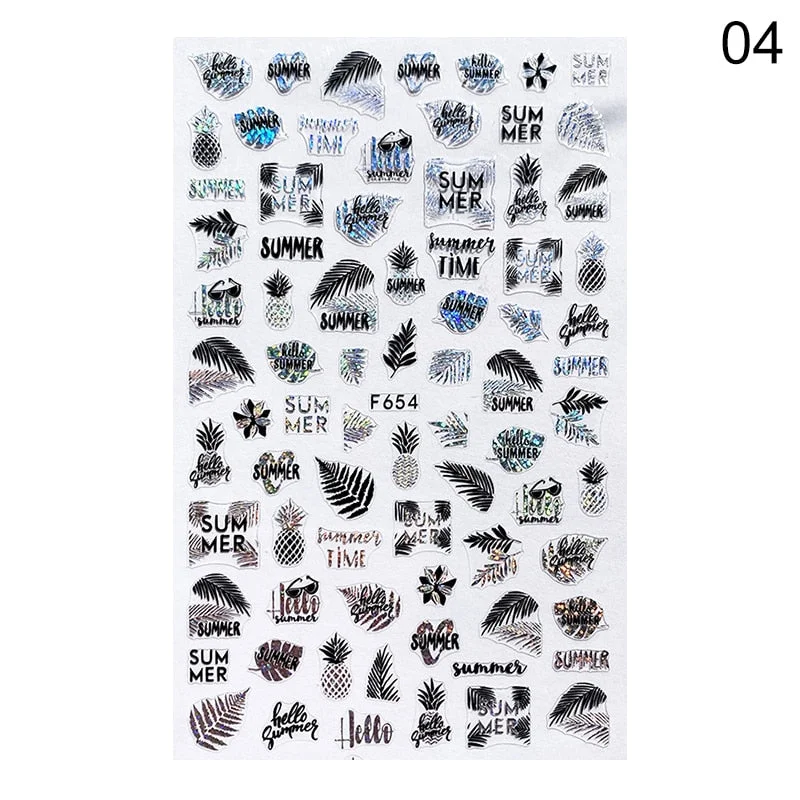 1PC Succulent Plants Flower 3D Nail Sticker Spring Floral Leaves Adhesive Transfer Decals Slider DIY Nail Art Decoration-Nail Inspo