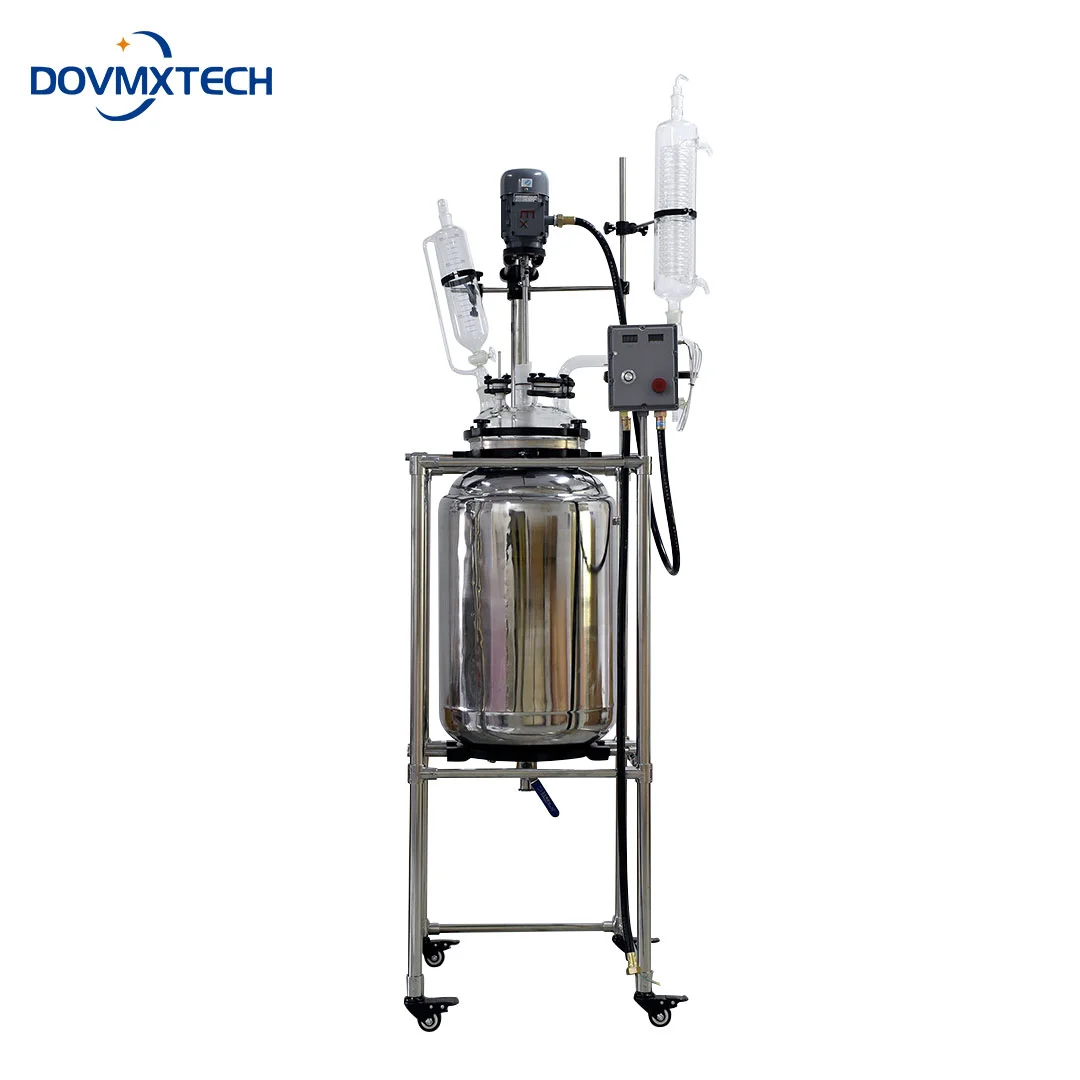 Lab 10L 20L 30L 50L single jacketed stainless steel glass reactor | DOVMXTECH