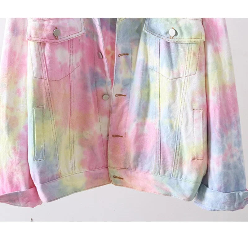 Korean Rainbow Hole Short Outerwear Women Spring And Autumn 2021 New Loose Single-Breasted Streetwear Denim Jacket Coats