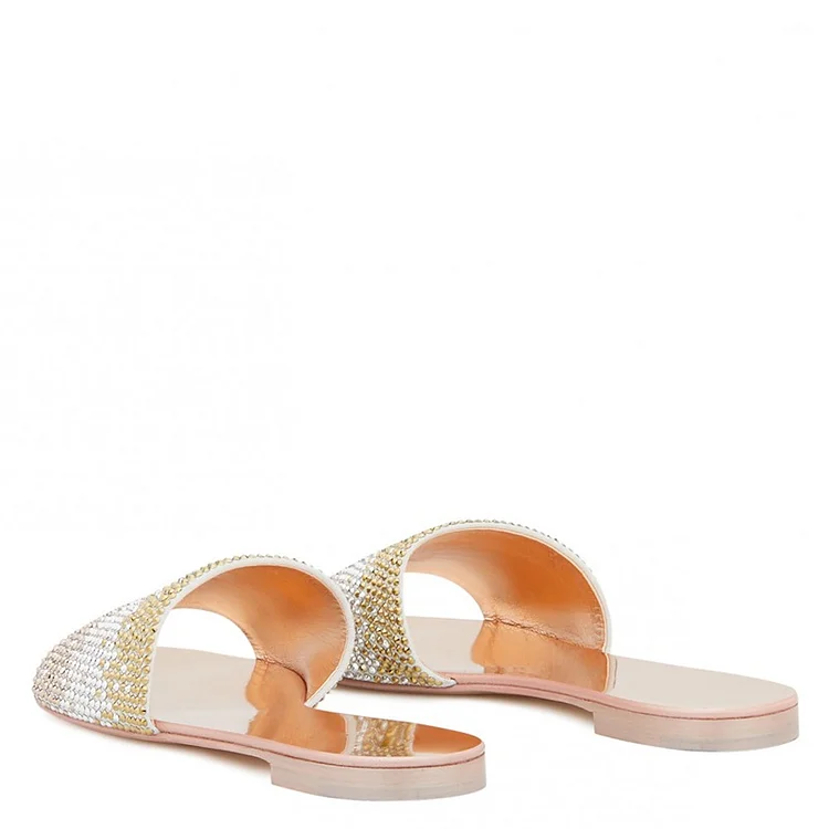 Gold Slide Flat Sandals | Leather Sandals | Greek Chic