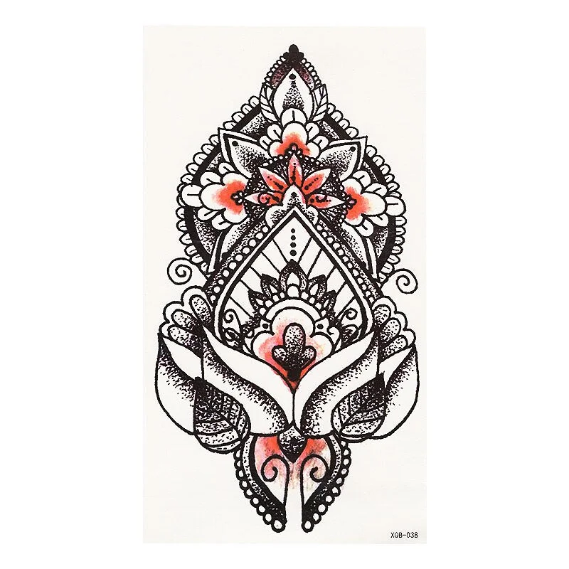 1pcs Time hourglass arms BlacBlack White Large Flower Henna Temporary Tattoo Black Mehndi Style Waterproof Tattoo Sticker