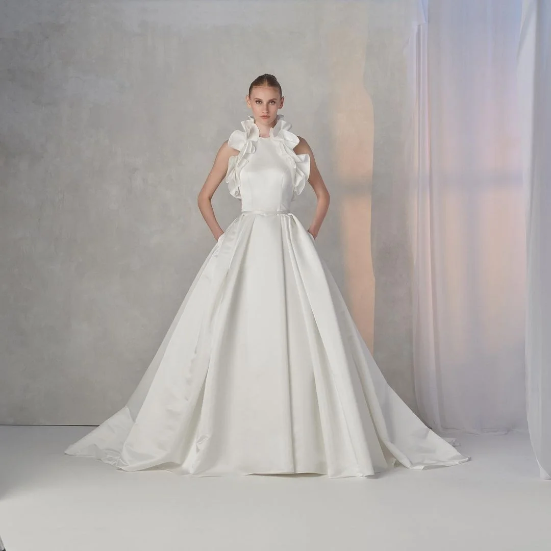 Miabel Noble Elegant  Sleeveless A Line White Wedding Dress With Backless