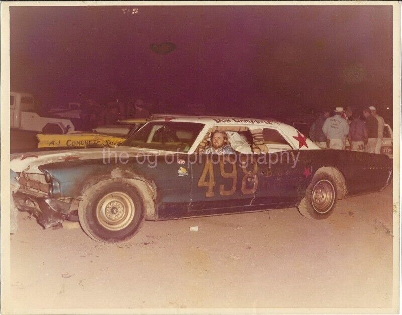 DEMOLITION DERBY ? 8x10 FOUND Photo Poster painting Color CAR + DRIVER Original Vintage 912 2 E