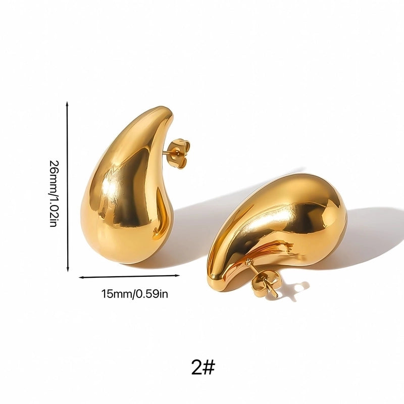 1 Pair Minimalist Classic Style Water Droplets Plating 316L Stainless Steel  18K Gold Plated Ear Studs