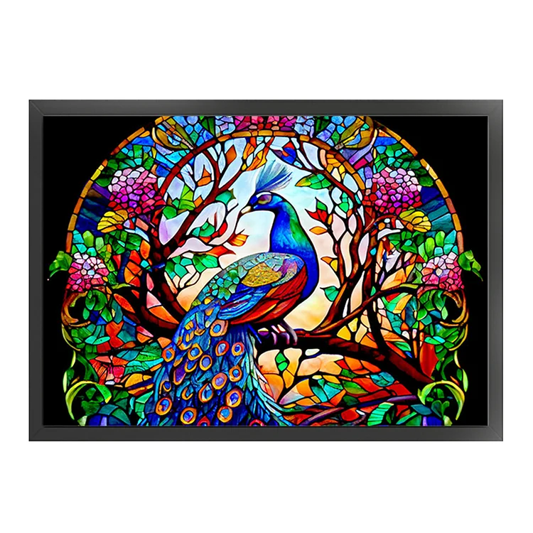 Peacock Stained deals Glass Window Cross Stitc