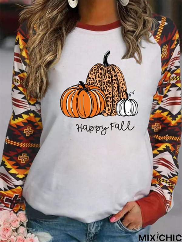 Printed Crew Neck Casual Long Sleeve Sweatshirt