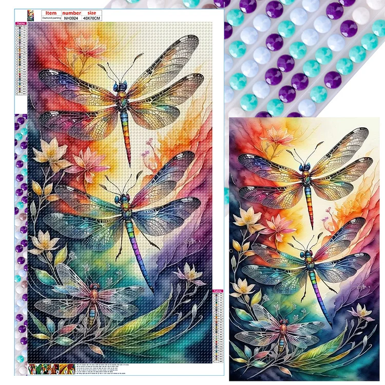 Butterfly Dragonfly 40*70CM(Canvas) Full Round Drill Diamond Painting gbfke