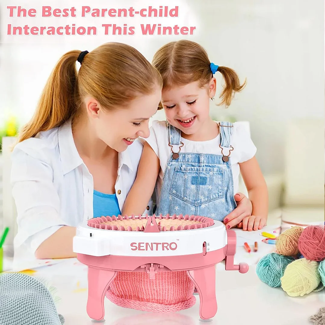 SENTRO Knitting Machine 48 Needles, Smart Knitting Crochet Machine, Double Crocheting Machine Kit,Circle Knit Loom Machine with Row Counter and Hand Crank