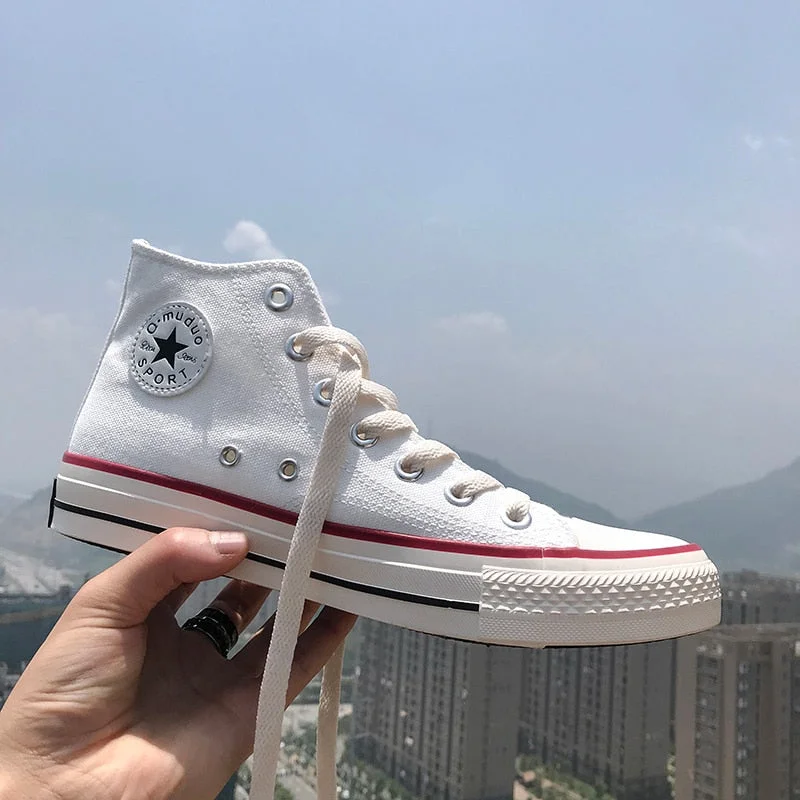 Women&Men Fashion Vulcanize Shoes Woman Sneakers New Rainbow Retro Canvas Shoes Flat Fashion Comfortable High Shoes Women