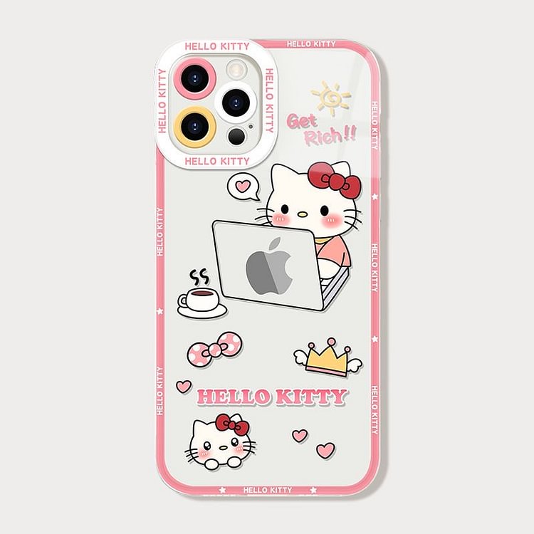 Kawaii Work Hard Hello Kitty Pochacco Phone Case For Iphone weebmemes