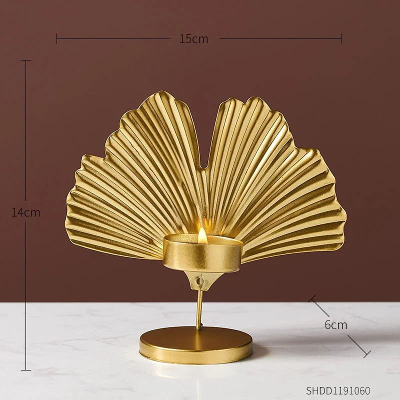 Golden Leaf Candlestick Nordic Home Decoration Wrought Iron Candle Holder Crafts Living Room Decoration Holiday Decoration Gifts