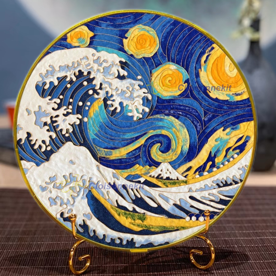 Starry Night Wave Collage - DIY Cloisonne Painting Art Kits - Cloisonnekit