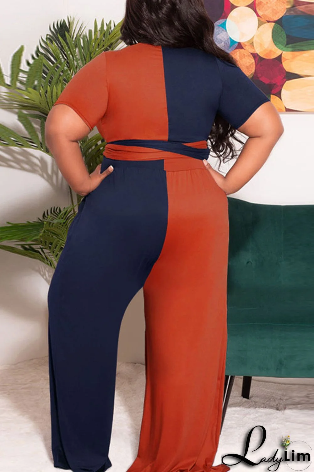 Black Casual Solid Bandage Split Joint O Neck Plus Size Two Pieces