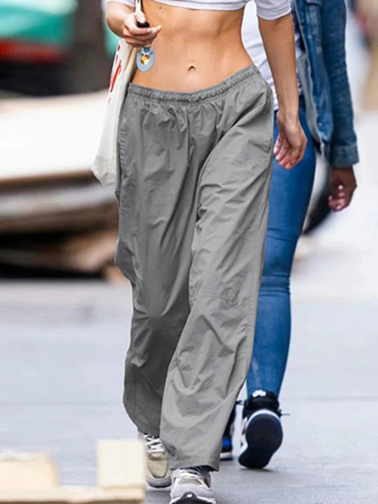 Jacqueline 2022 Drawstring Baggy Y2K Cargo Pants Women Low Waist Sweatpant Trousers Vintage Street Pockets Wide Leg Joggers Pant