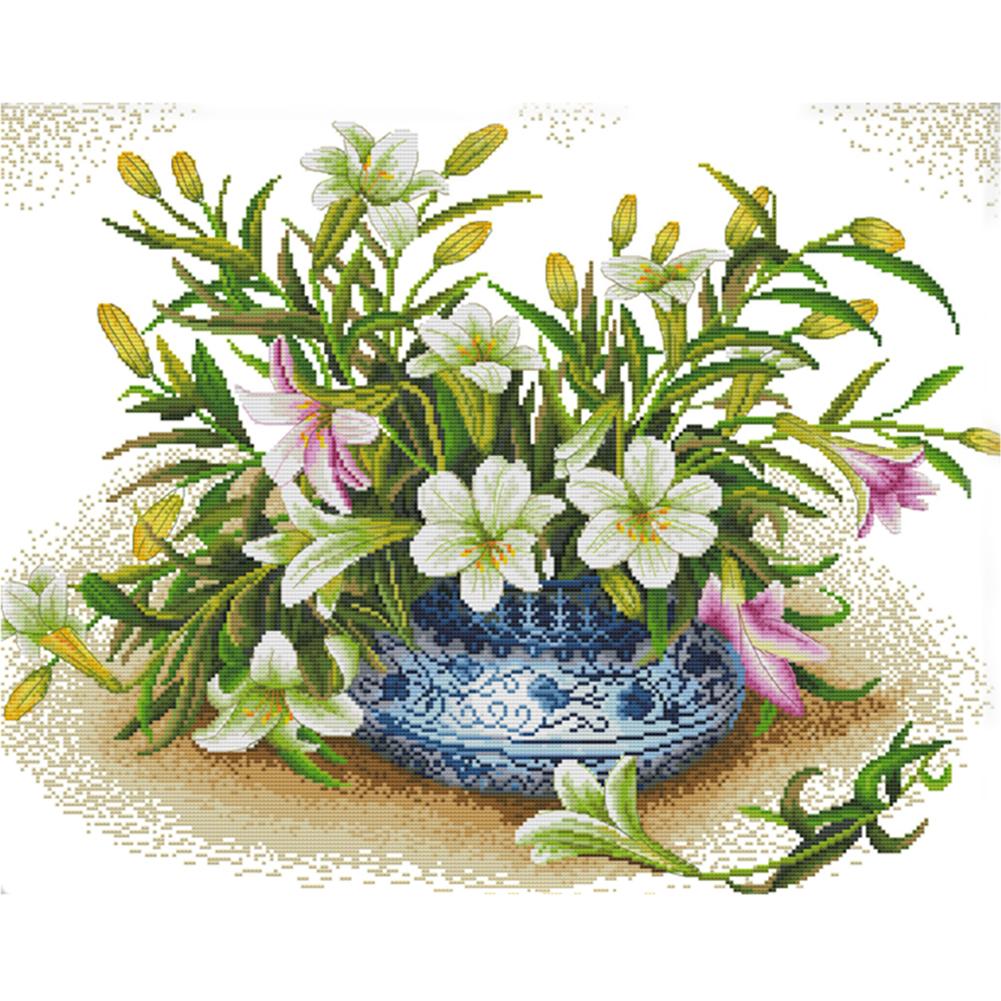 

Fragrant Lily - 14CT Stamped Cross Stitch - 55*45cm, 501 Original