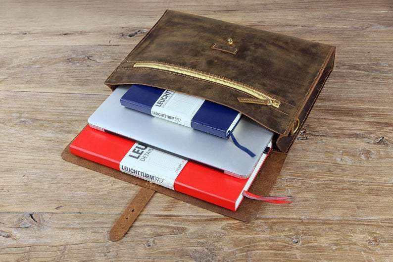 Rustic distressed leather crossbody bag , slim leather computer laptop bag for men , brown leather shoulder messenger bag.