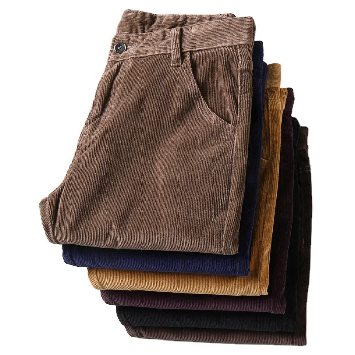 Men's Corduroy Pants Straight Slim Stretch Business Men's Casual Long Pants