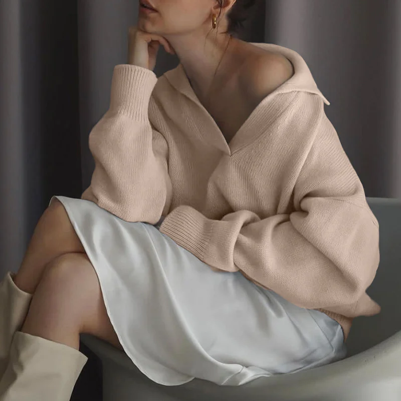 Athvotar Athvotar And Winter New Polo Collar Knitted Women's Sweater Hot Selling Girls