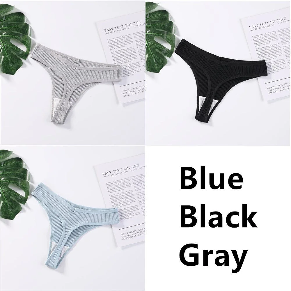 3Pcs/Set Panties G-String Ladies Sexy Panties Ladies Ladies Thong Underwear Low Waist Solid Comfortable Cotton Panties Lingerie